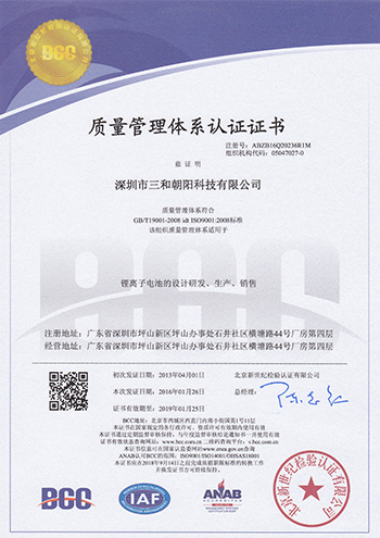 Quality Management System Certification Certificate